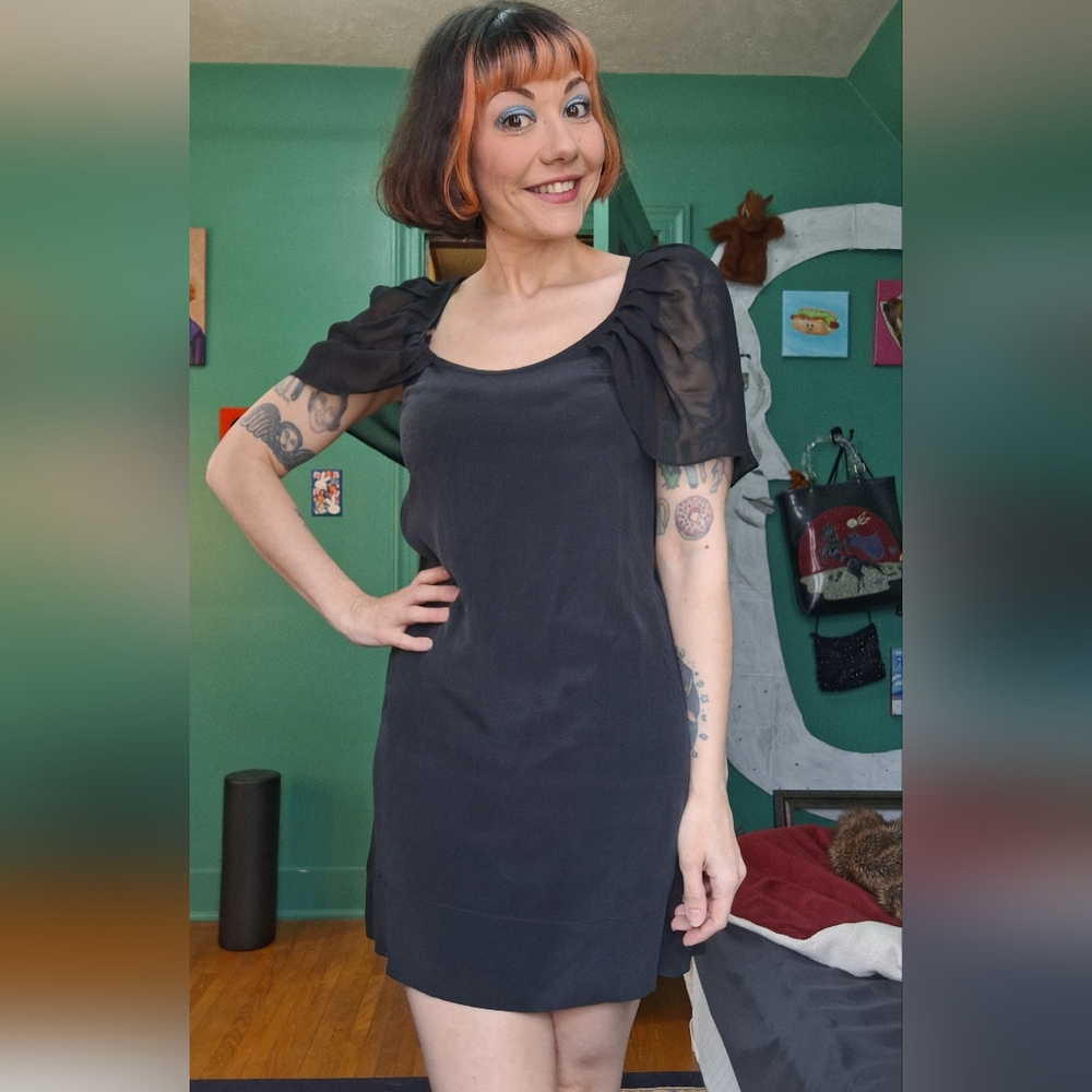 Cape Mini Dress Size US 4/6 Black